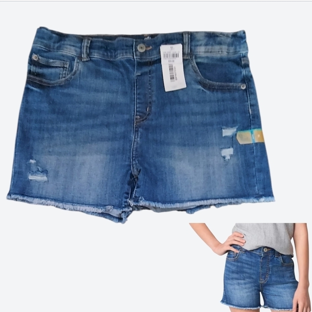 NWT Thereabouts Girl's Distressed Shortie Denim Jean Shorts Size 16